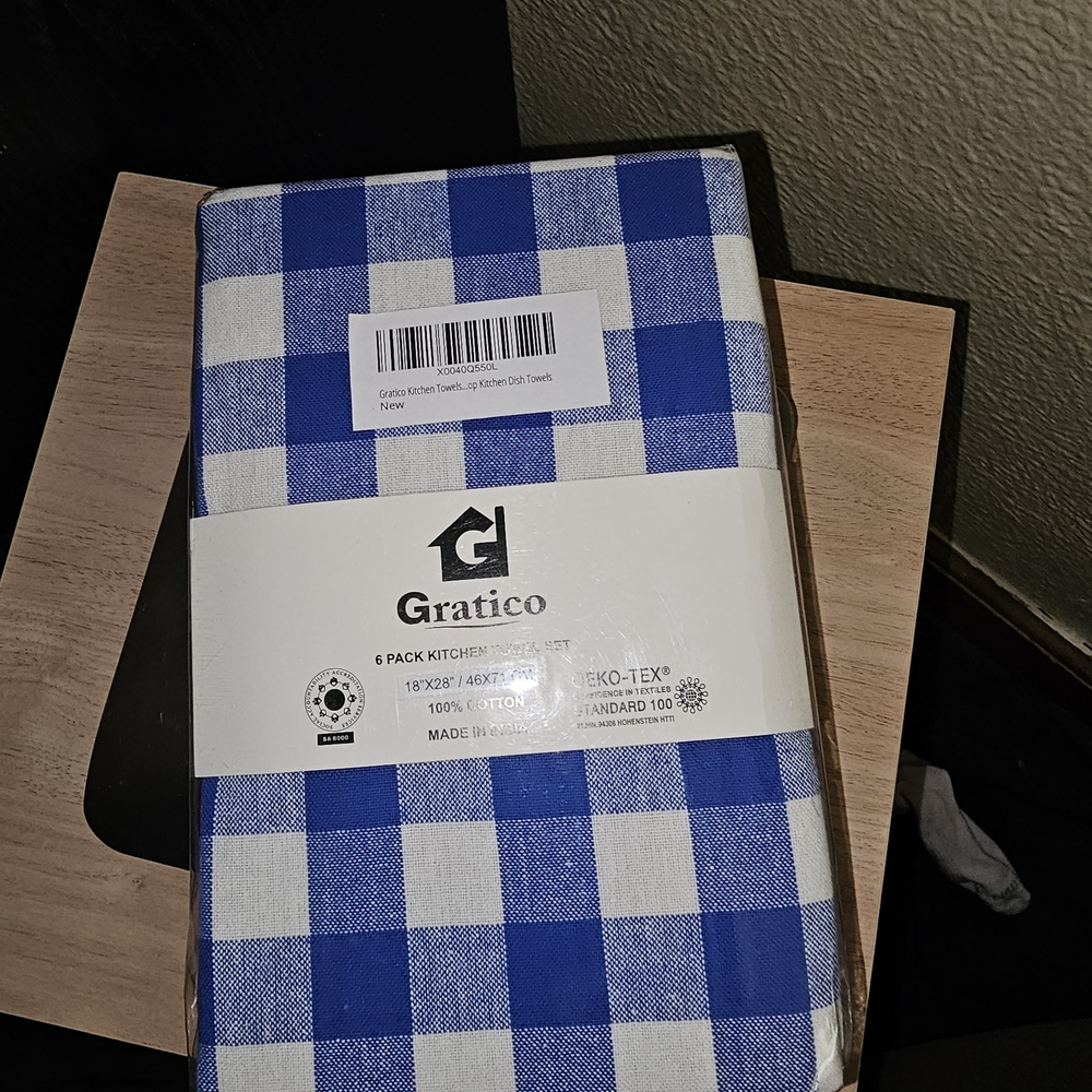 Gratico Blue and White Checkered Kitchen Towels